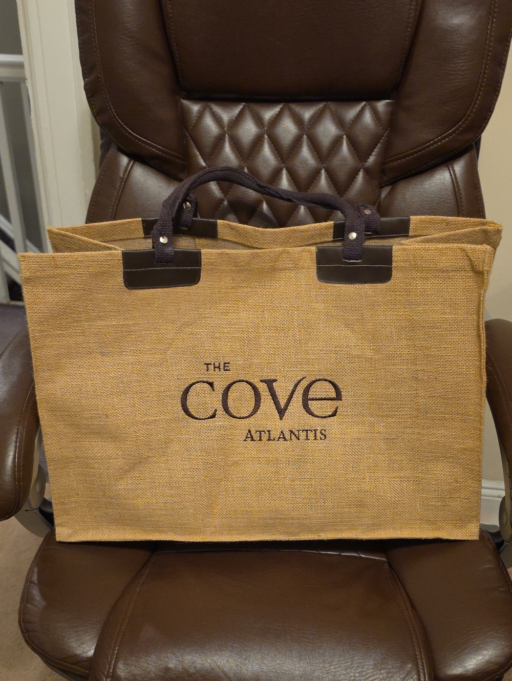 NWOT COVE ATLANTIS BAHAMAS Jute Straw Tote Bag in Tan